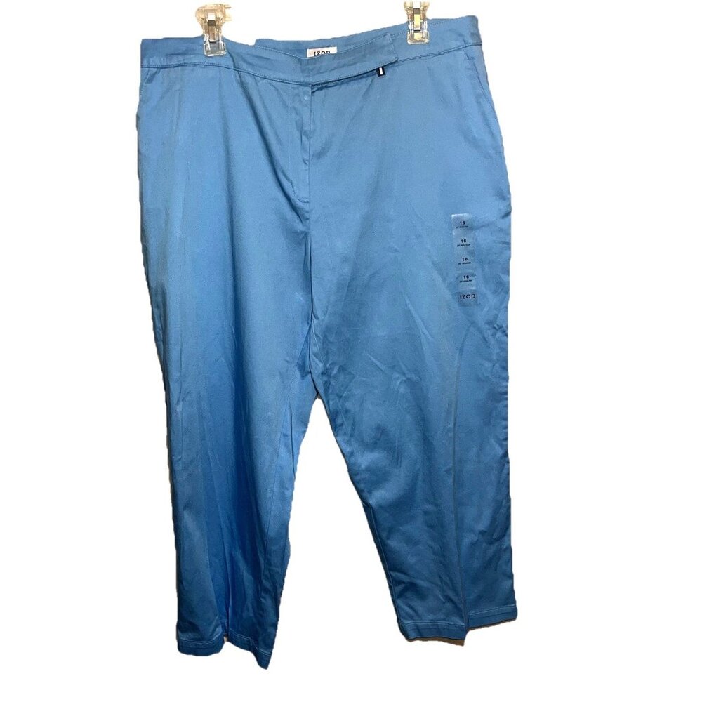 Nwt Izod Pants Blue Zip & hook Pockets Chinos Sz 16